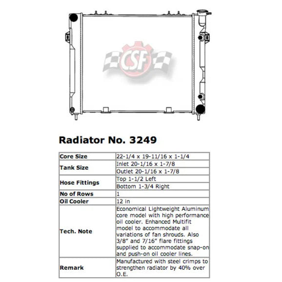 Load image into Gallery viewer, CSF 3249 OE Replacement Radiator with Plastic Tank &amp; Aluminum Core for 93-98 Jeep Grand Cherokee ZJ with 5.2L
