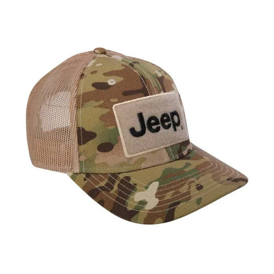 Jeep Merchandise Jeep Text Logo Camo Pattern Hook and Loop Tactical Snapback Hat