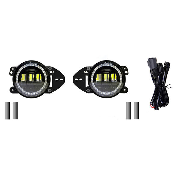 Load image into Gallery viewer, Quake LED QTE961 Halo 4&quot; LED Fog Lights with DRL for 18-24 Jeep Wrangler JL &amp; Gladiator JT
