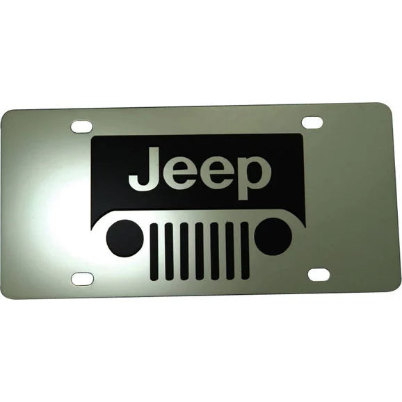 Eurosport Daytona 1414-1 Jeep Full-Height License Plate with Jeep Grill Logo on Polished Stainless Steel