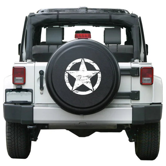 Boomerang Enterprises Distressed Star Rigid Tire Cover in Textured Black