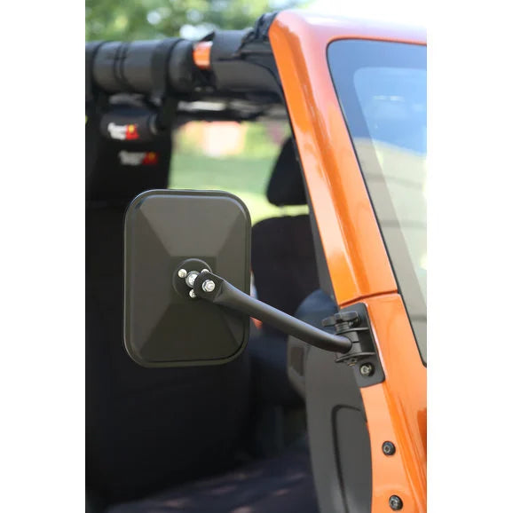 Load image into Gallery viewer, Rugged Ridge 11025.18 Rectangular Quick Release Mirror Kit in Textured Black for 97-18 Jeep Wrangler TJ &amp; JK
