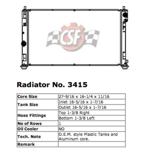 Load image into Gallery viewer, CSF 3415 OE Replacement Radiator with Plastic Tank &amp; Aluminum Core for 07-16 Jeep Compass &amp; 07-17 Patriot MK with 2.0L/2.4L
