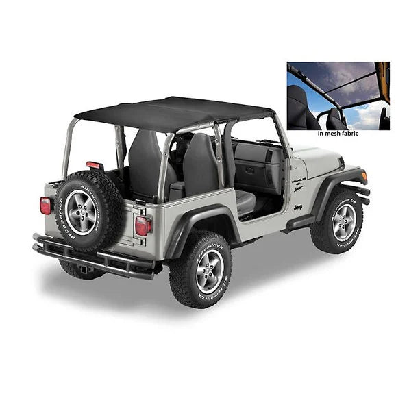 Bestop 52532-11 Header Safari Bikini Top in Mesh Material for 03-06 Jeep Wrangler TJ