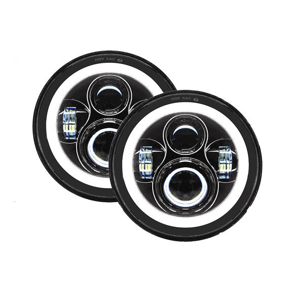 Load image into Gallery viewer, Quake LED QTE959 LED Headlights with White DRL Halo &amp; Amber Turn Signals for Jeep Wrangler JK, TJ &amp; CJ
