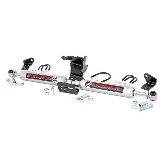 Rough Country 87304 N3 Dual Steering Stabilizer for 18-24 Jeep Wrangler JL & Gladiator JT with 2.5-8 Inch Lift