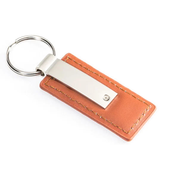 Load image into Gallery viewer, Automotive Gold KC1541JEE Brown Leather Jeep Logo Keychain
