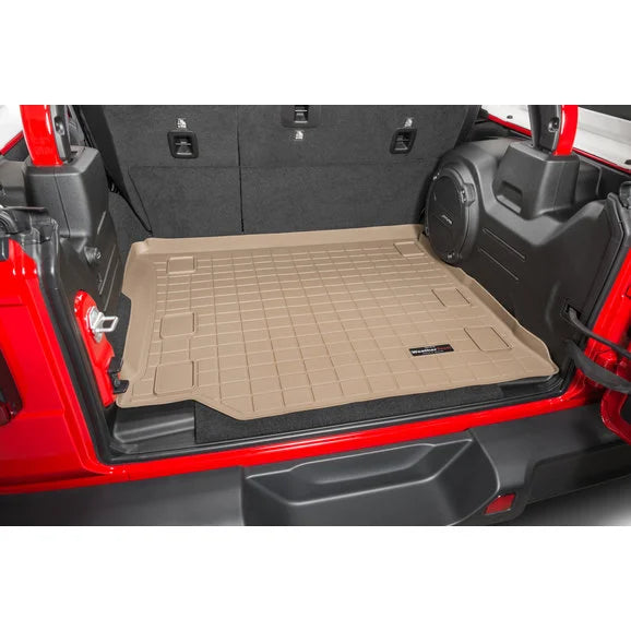 WeatherTech Rear Cargo Liner in Tan for 18-21 Jeep Wrangler JL Unlimited with Leather Seats