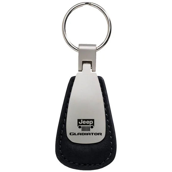 Load image into Gallery viewer, Automotive Gold Leather Teardrop Jeep Logo Gladiator Keychain
