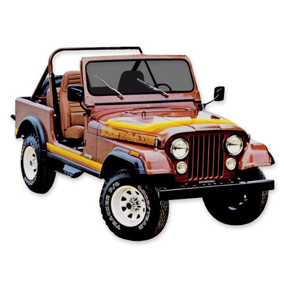 Load image into Gallery viewer, Phoenix Graphix Renegade Vinyl Hood Graphics Kit for 81-82 Jeep CJ7 Renegade
