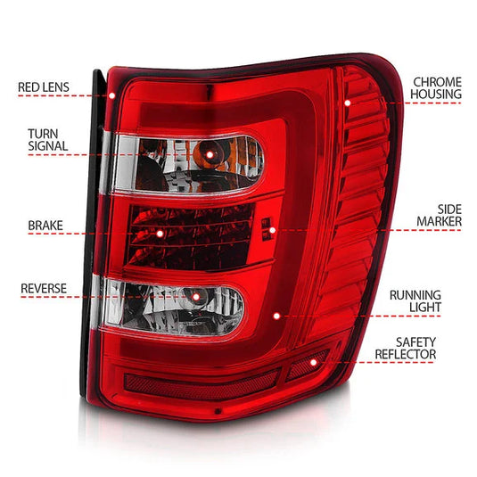 Anzo USA LED Tail Lights with C Light Bar for 99-04 Jeep Grand Cherokee WJ