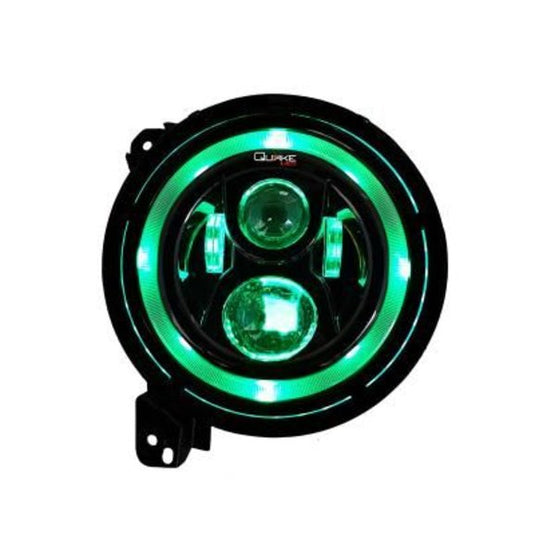 Quake LED QTE1039 RGB 9" LED Headlights with DRL Halo, and Sequential Turns for 18-24 Jeep Wrangler JL & 2024 Gladiator JT