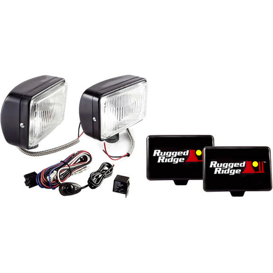 Rugged Ridge 15207.55 5X7 Off Road Driving Light Kit with Wiring Harness in Black 100W (Pair)