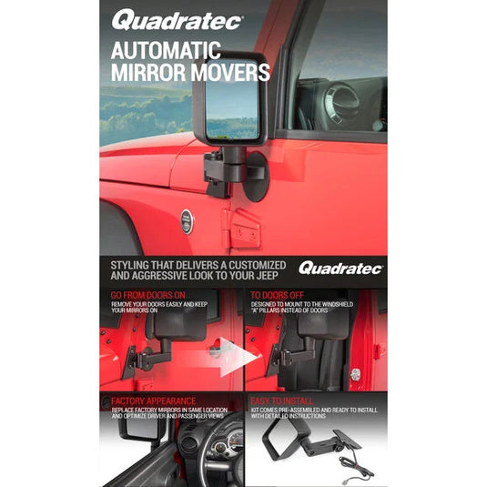 Quadratec Automatic Billet Aluminum Mirror Movers for 07-18 Jeep Wrangler JK