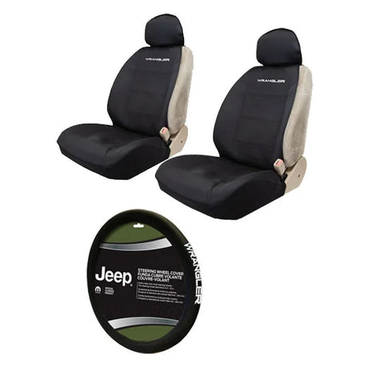 Plasticolor Wrangler Logo Neoprene Interior Combo for Jeep Vehicles with Removable Headrests