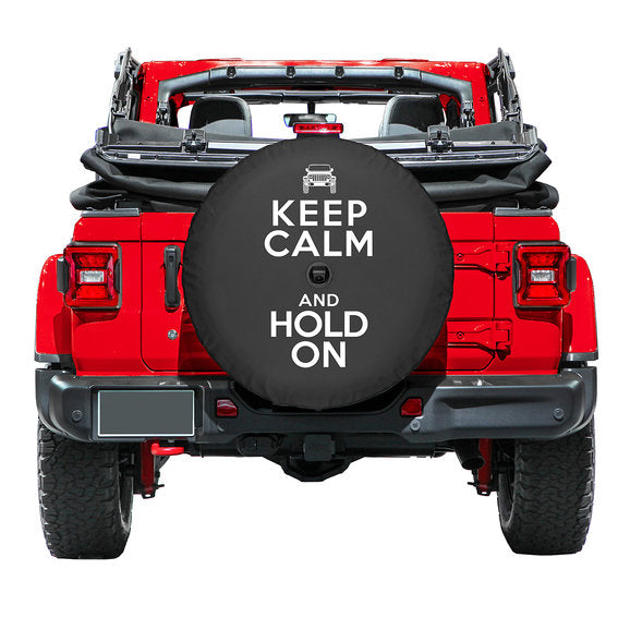 Boomerang Enterprises Keep Calm and Hold On Logo Tire Cover for 18-20 Jeep Wrangler JL