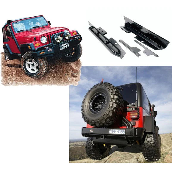 Load image into Gallery viewer, ARB Winch Bull Bar, Rocker Rails &amp; Rear Bar with Swing Away Tire Carrier for 97-06 Jeep Wrangler TJ
