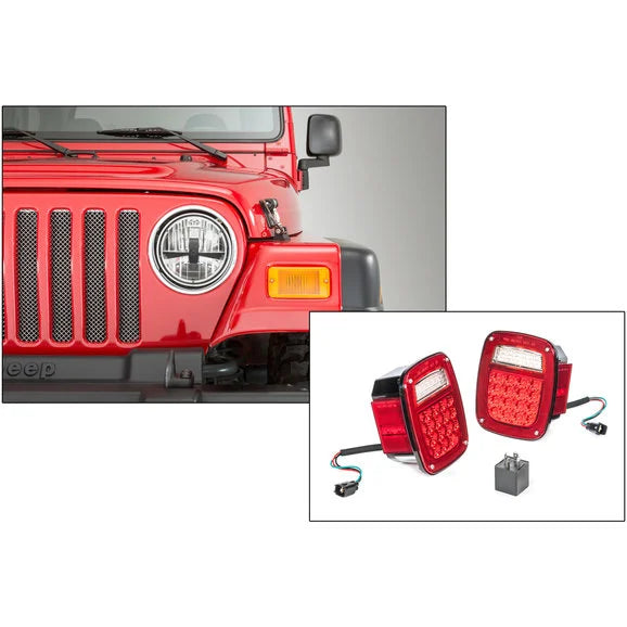 Load image into Gallery viewer, Quadratec Gen II LED Headlights &amp; LED Tail Light Kit for 97-06 Jeep Wrangler TJ
