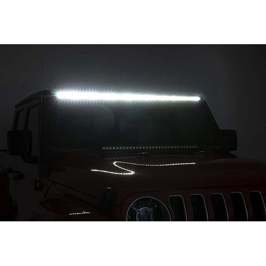 Rough Country 50 Inch LED Light Bar Upper Windshield Kit for 18-24 Jeep Wrangler JL & Gladiator JT