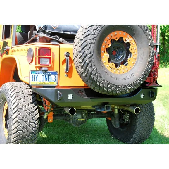 Load image into Gallery viewer, HyLine OffRoad Ridgeline Midwidth Rear Bumper with Tire Carrier for 07-18 Jeep Wrangler JK
