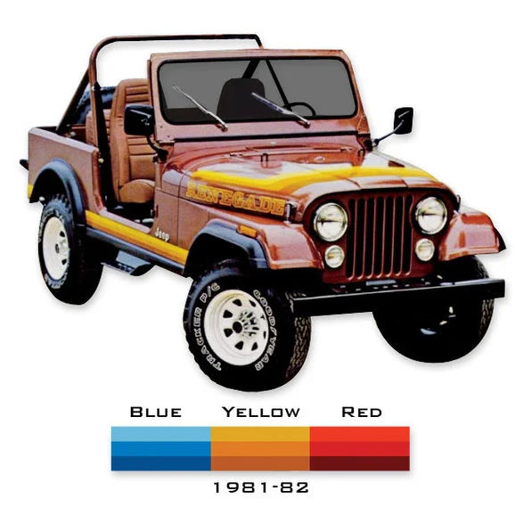 Load image into Gallery viewer, Phoenix Graphix Renegade Vinyl Hood Graphics Kit for 81-82 Jeep CJ7 Renegade
