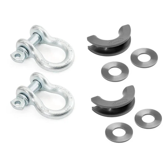 Quadratec 3/4" D-Ring Shackle Pair with Black D-ring Isolator Kit