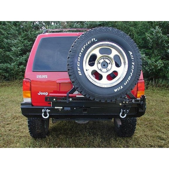 Load image into Gallery viewer, Rock Hard 4X4 RH1013 Rear Bumper/Tire-Carrier in Black for 84-01 Jeep Cherokee XJ
