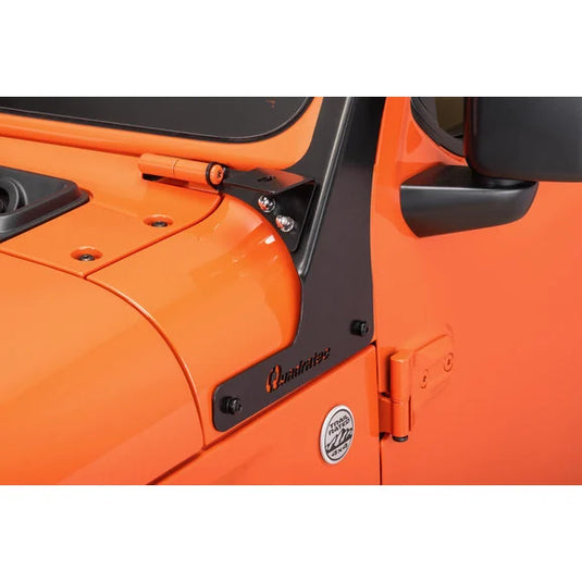 Quadratec Windshield Light Bar Brackets w/ A-Pillar Light Mounts for 18-21 Jeep Wrangler JL & Gladiator JT