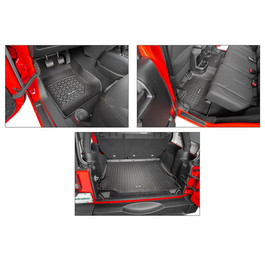 Quadratec Tru-Fit® Floor Liner Triple Combo for 07-18 Jeep Wrangler Unlimited JK