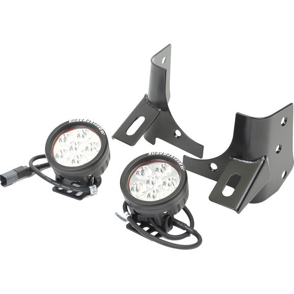 Rugged Ridge 11027.13 Windshield Light Bracket Kit in Black with Round LED Lights for 97-06 Jeep Wrangler TJ & Unlimited