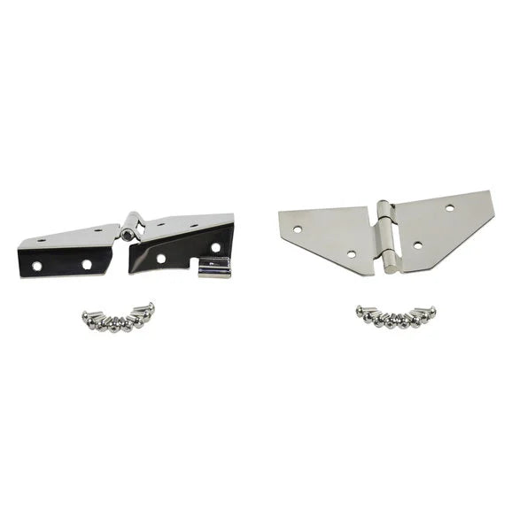 Kentrol 30427 Polished Stainless Steel Windshield Hinge Set for 76-95 Jeep CJ & Wrangler YJ