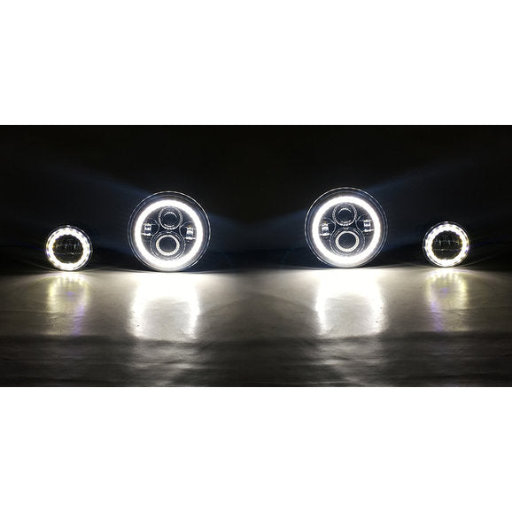 Load image into Gallery viewer, Quake LED QTE968 Headlights &amp; Fog Lights with White DRL Halo &amp; Amber Turn Signals for 07-18 Jeep Wrangler JK
