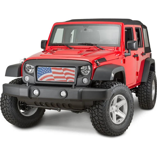 Rugged Ridge 12034.32 Spartan Grille with Flag Mesh Insert Kit for 07-18 Jeep Wrangler JK