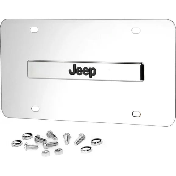 Automotive Gold JEENCC 3-D Stainless Steel Jeep Logo License Plate