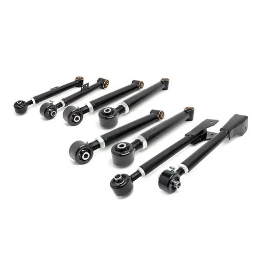 Rough Country 11470 Front & Rear Upper & Lower Adjustable Control Arm Kit for 97-06 Jeep Wrangler TJ