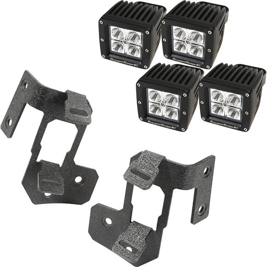 Rugged Ridge Dual A-Pillar Light Mount Kit with 3" Square LED Lights for 07-18 Jeep Wrangler JK