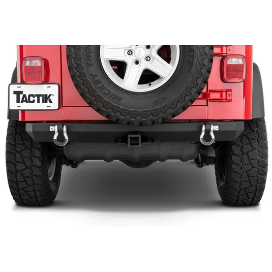 TACTIK TJRBTB-001 Classic Rear Bumper with D-Rings for 87-06 Jeep Wrangler YJ, TJ, & TJ Unlimited