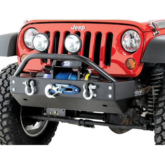 Rock Hard 4X4 Shorty Front Bumper with Lowered Winch Plate for 07-18 Jeep Wrangler JK