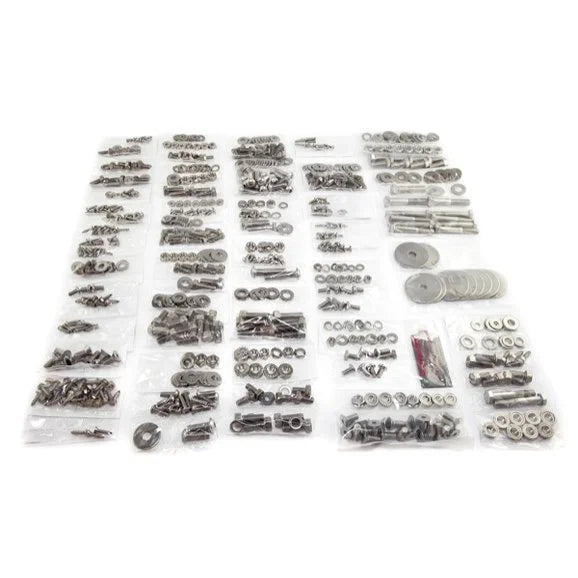 OMIX 12215.07 Stainless Steel Body Fastener Kit for 76-86 Jeep CJ-7 With Soft Top (620 Pieces)