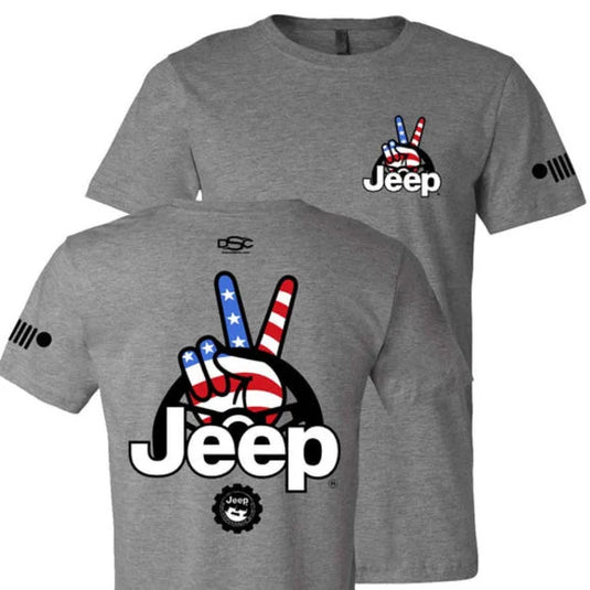 Jeep Merchandise Men's Jeep Wave USA T-Shirt in Heather Grey