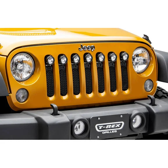 Load image into Gallery viewer, T-Rex 6314841-BR Stealth Torch Series Black Mesh Grille with LED Lights for 07-18 Jeep Wrangler JK
