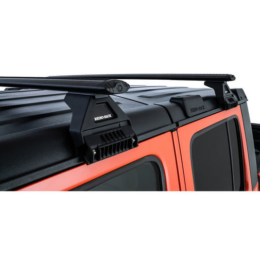 Rhino-Rack Vortex RL110 Gutter-Mount 2 Bar Roof Rack for 18-24 Jeep Wrangler JL & Gladiator JT