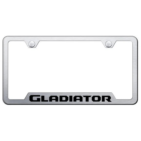 Load image into Gallery viewer, Automotive Gold Laser Etched Stainless Gladiator Cut-Out License Plate Frame
