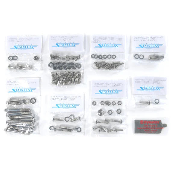 Totally Stainless 6-3554 Hex Head Engine Bolt Kit for 72-80 CJ-5, CJ-6 & CJ-7 with 232 or 258c.i. Engine & Aluminum/Plastic Valve Cover