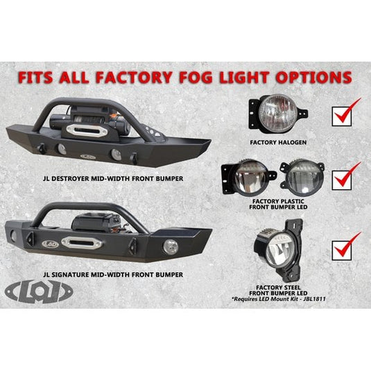 LoD Offroad JFB1801 Destroyer Series Shorty Front Bumper without Bull Bar for 18-24 Jeep Wrangler JL & Gladiator JT