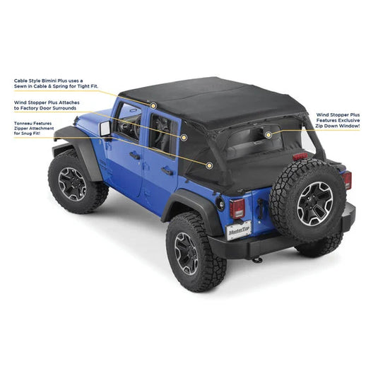 MasterTop Ultimate Summer Combo Tops in MasterTwill® Fabric for 07-18 Jeep Wrangler JK Unlimited 4 Door