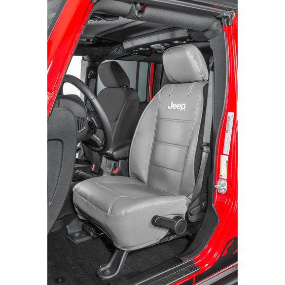 Load image into Gallery viewer, Plasticolor Jeep Logo Sideless Front Seat Cover for Jeep Vehicles with Removable Headrests
