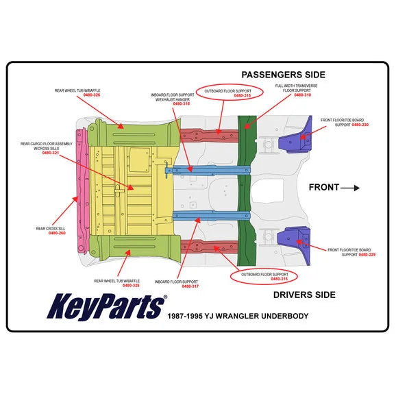 Load image into Gallery viewer, Key Parts 0480-315 Outboard Floor Support for 87-95 Jeep Wrangler YJ
