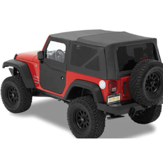 Bestop Supertop NX Soft Top with 2 Piece Soft Doors and Tinted Windows In Black Diamond for 07-18 Jeep Wrangler JK 2 Door