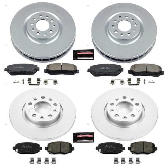 Power Stop CRK6539 Front & Rear Z17 Evolution Geomet Coated Brake Kit for 14-19 Jeep Cherokee KL with Single Piston Front Calipers